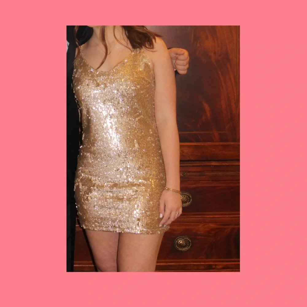 gold sequin formal dress - Picture 3 of 3